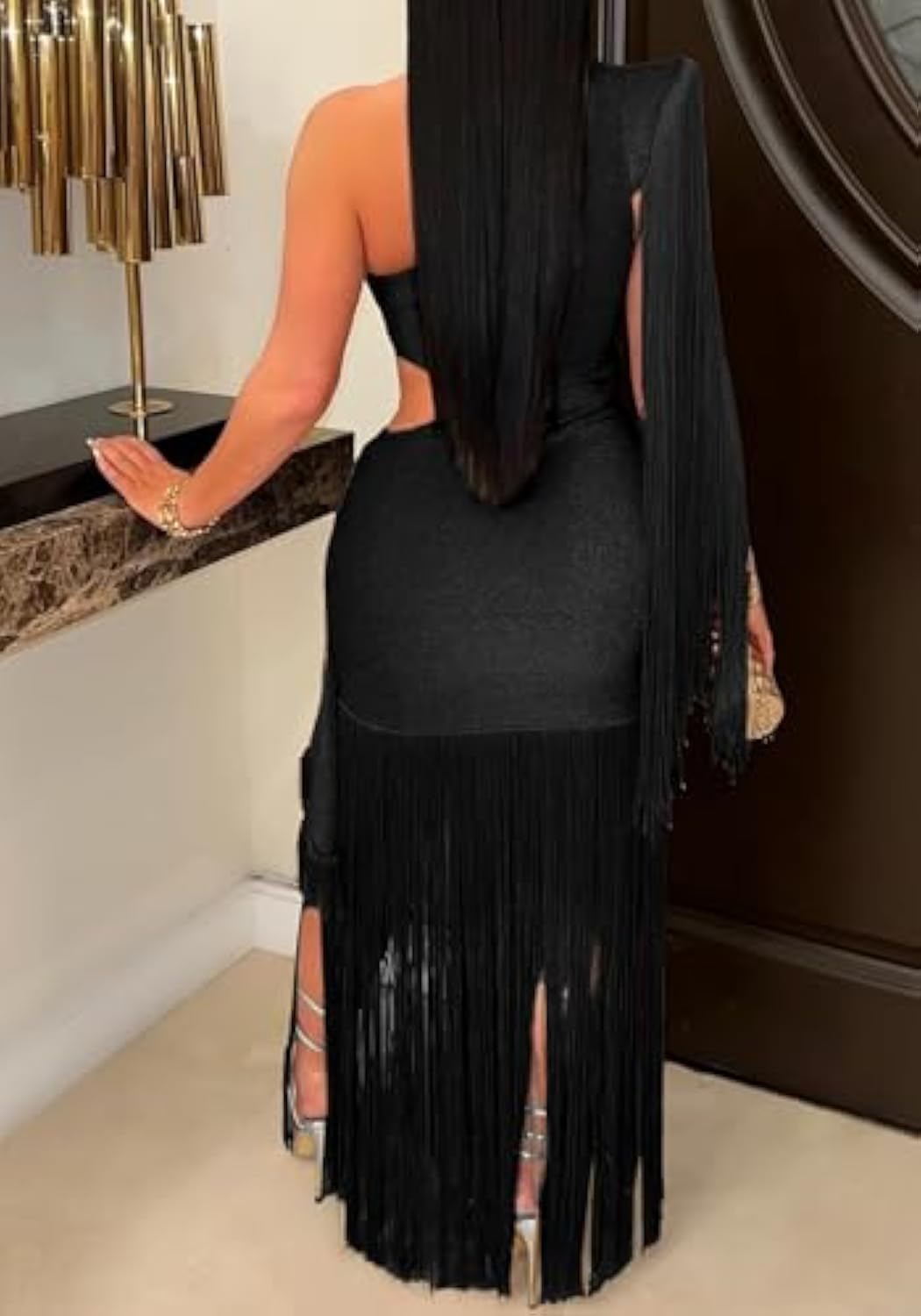 Wrap-around Fringe Sparkling Dress