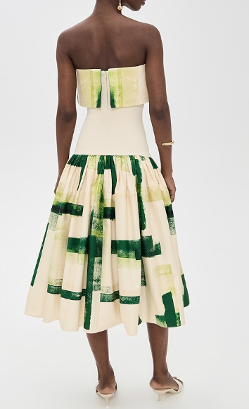 Tube Top Printed Sleeveless Waist Fit Midi Dress