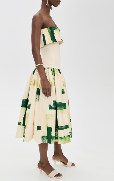 Tube Top Printed Sleeveless Waist Fit Midi Dress