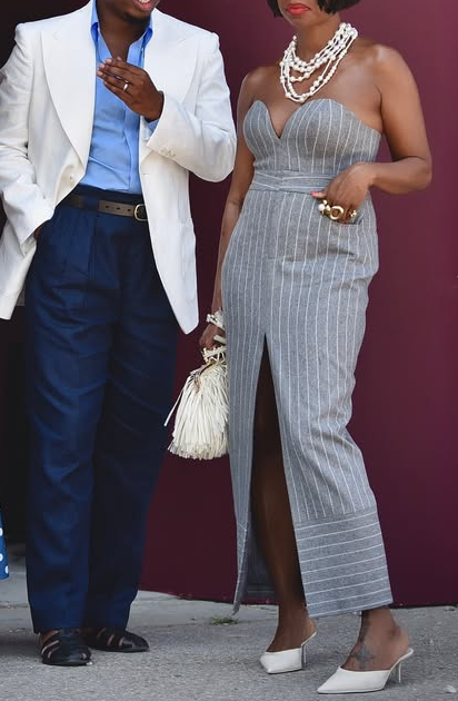Striped Strapless Midi Dress Set
