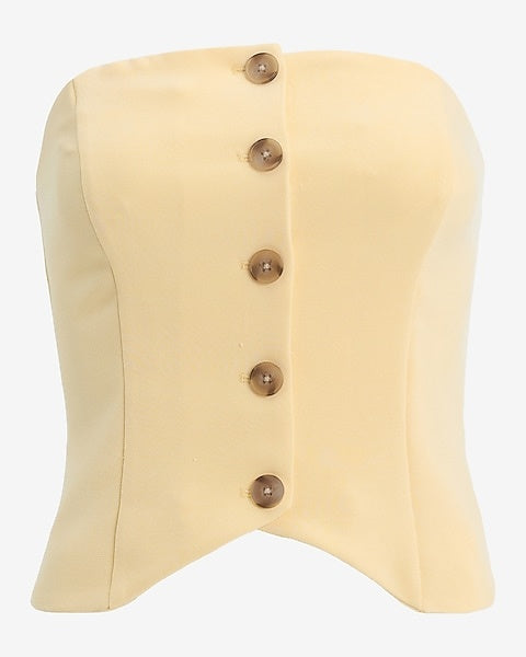 Strapless Button Front Tailored Tube Top & Pant