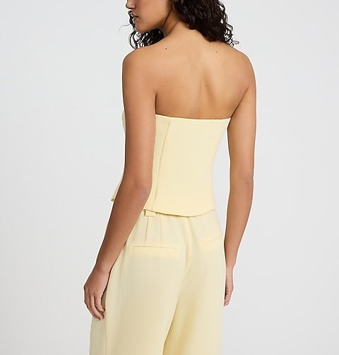 Strapless Button Front Tailored Tube Top & Pant