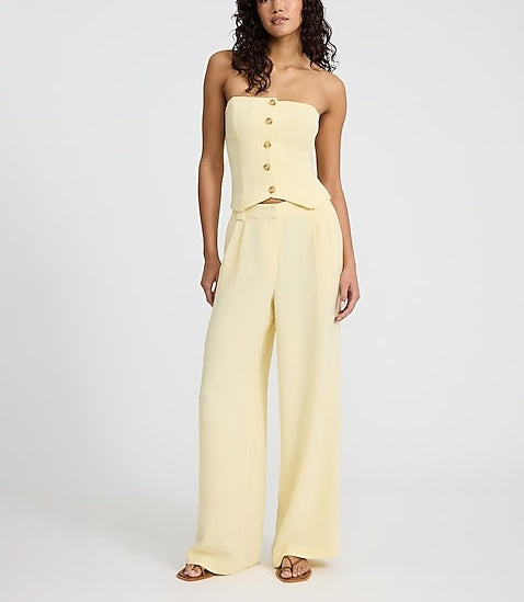 Strapless Button Front Tailored Tube Top & Pant