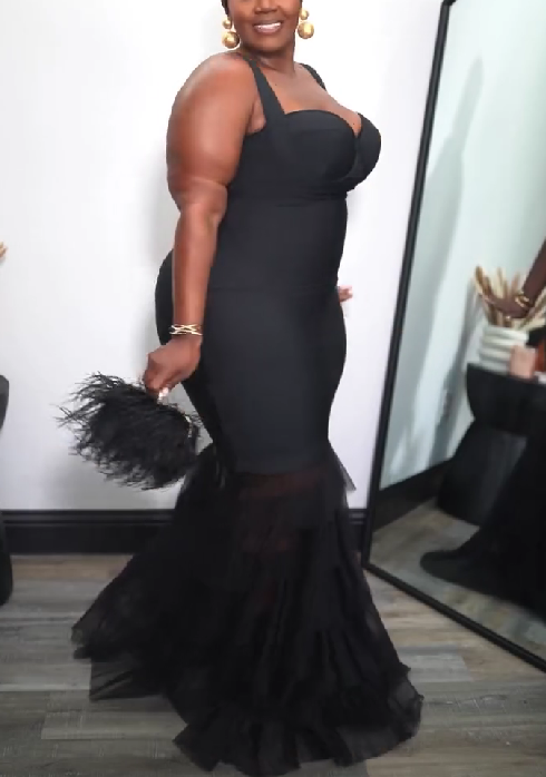 Sexy Fishtail Maxi Skirt With Mesh