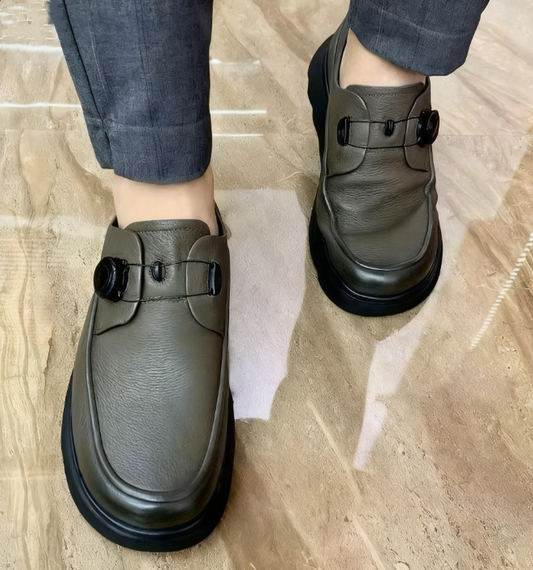 Cowhide Automatic Buckle Fashionable Comfortable Loafers