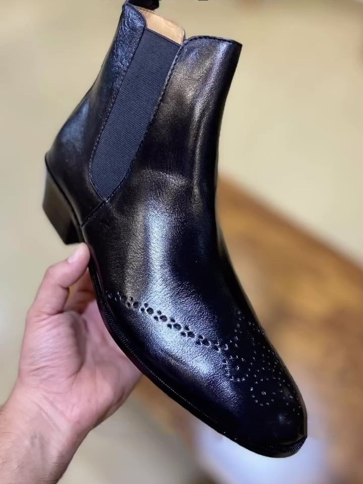 Men's Brogue Carved British Style Ankle Boots