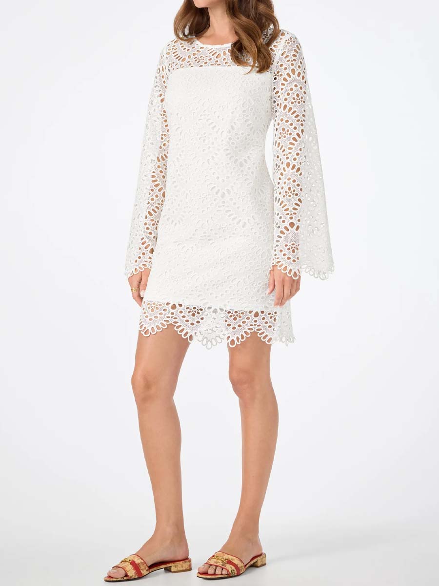 Lace Hollow Out Long Sleeve Mini Dress