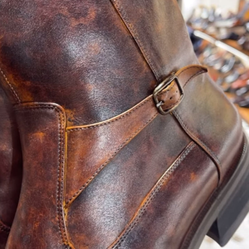 Vintage Men's Chelsea Boots Warm Low Heel Martin Boots