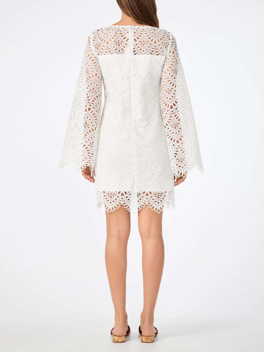 Lace Hollow Out Long Sleeve Mini Dress