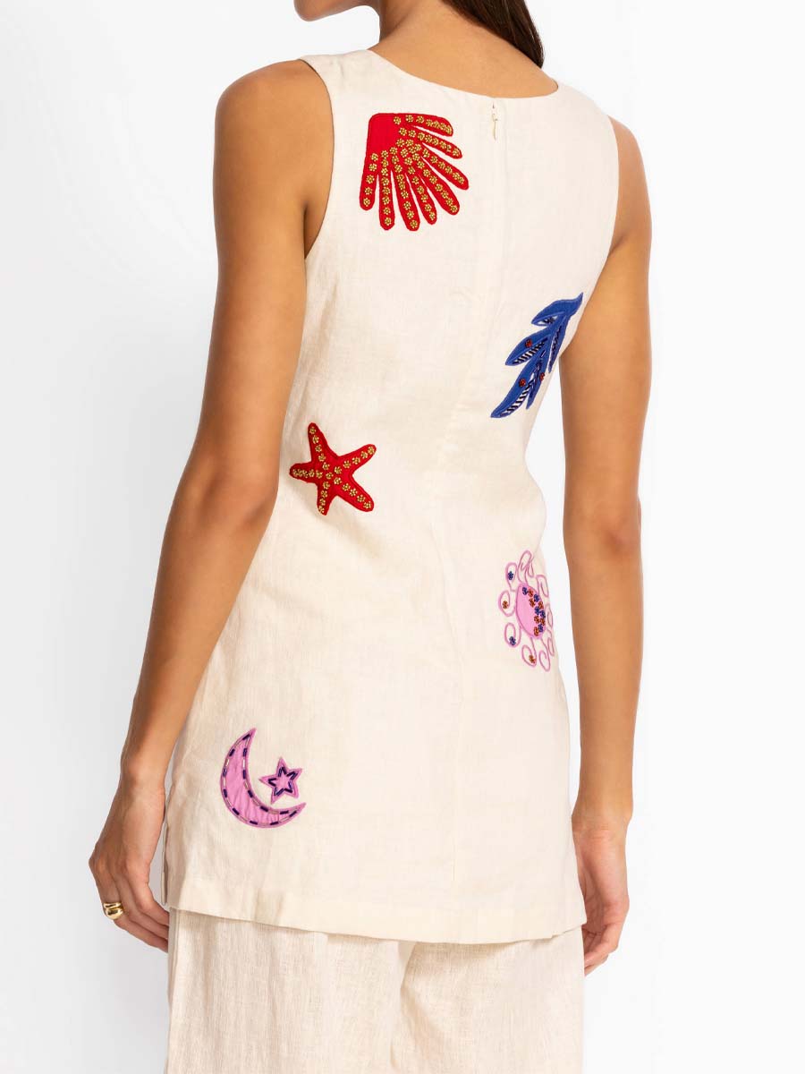 Embroidered Sleeveless Two Pieces Set