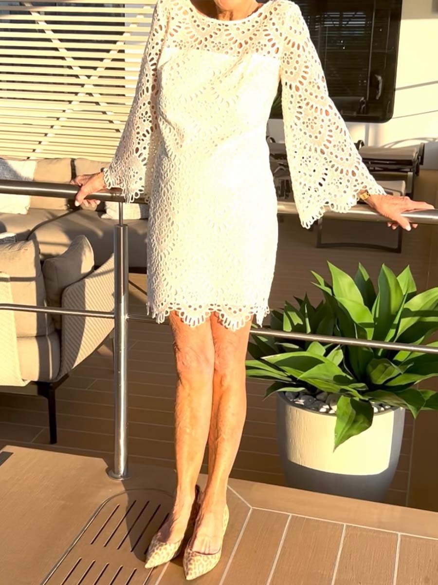 Lace Hollow Out Long Sleeve Mini Dress