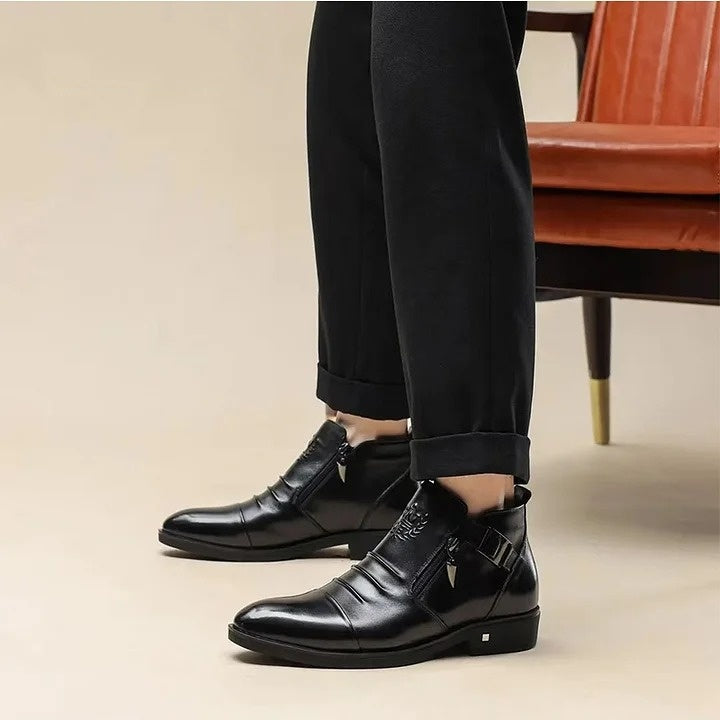 Men's Calf-Skin Pointed-Toe Dress Boots