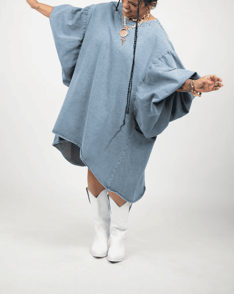 Fashionable Round Neck Oversized Loose Puff Sleeve Top