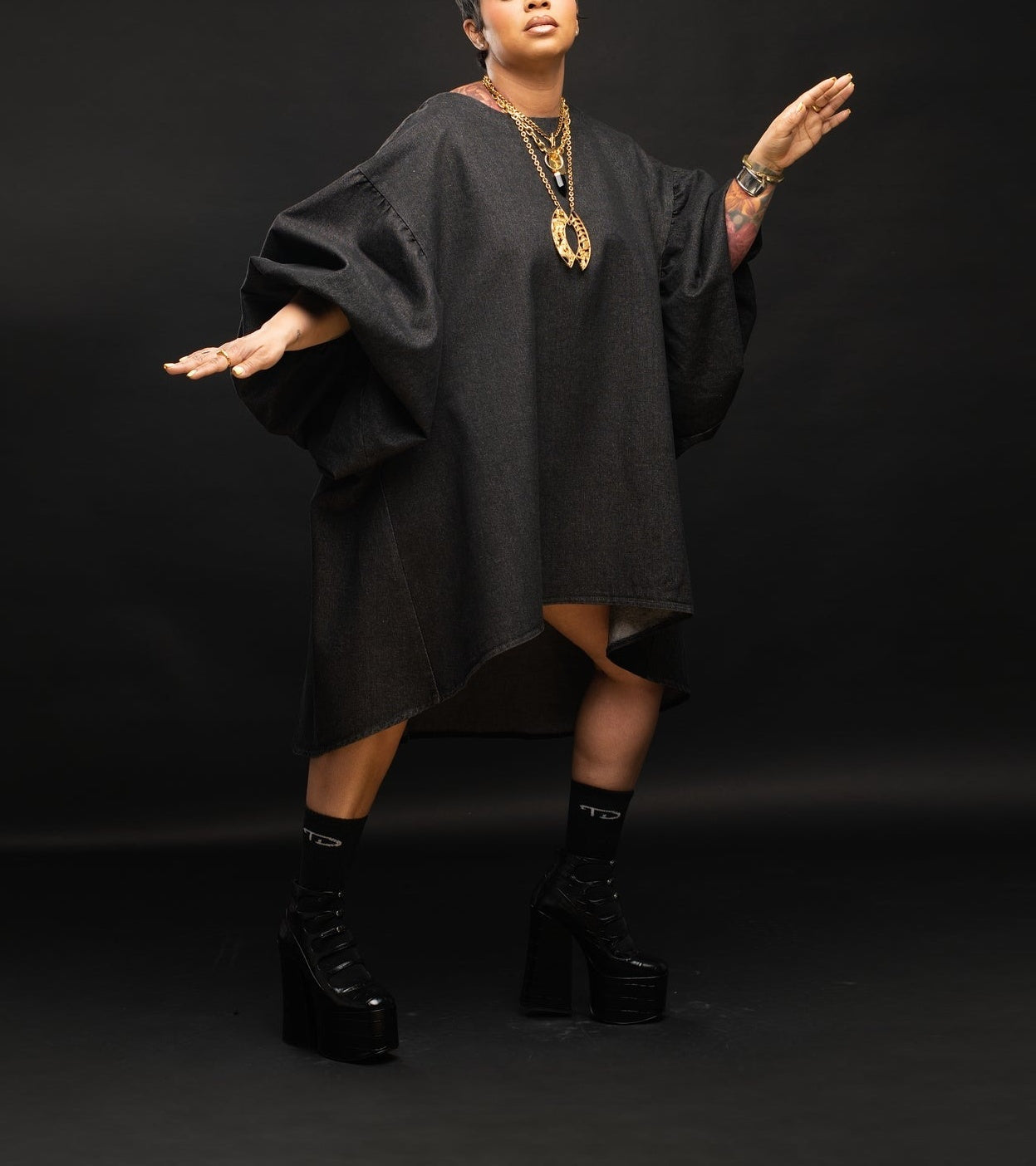 Fashionable Round Neck Oversized Loose Puff Sleeve Top