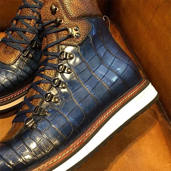 Men's Color Contrasting Retro Lace Up Boots