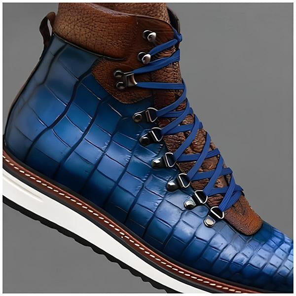 Men's Color Contrasting Retro Lace Up Boots