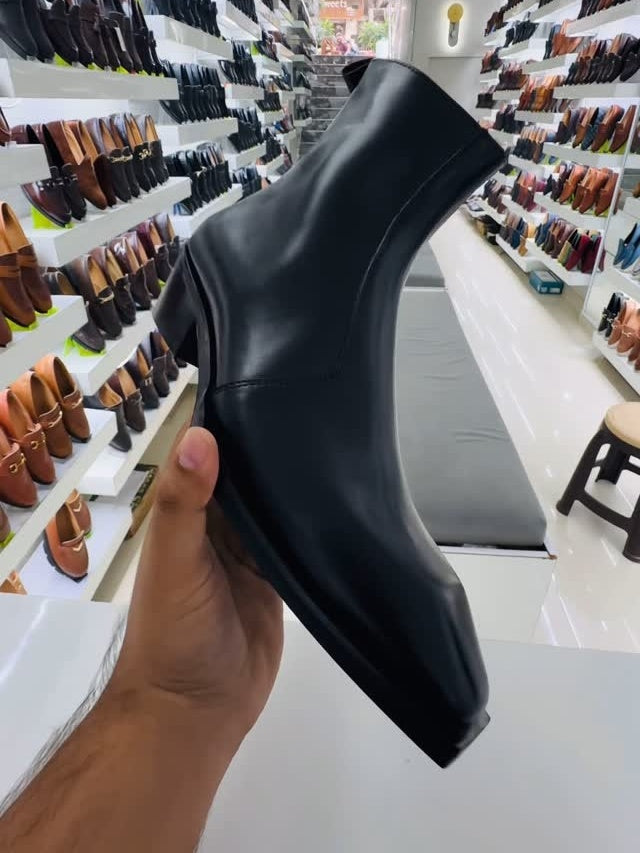 Men's Square Toe Zippered Ankle Boots