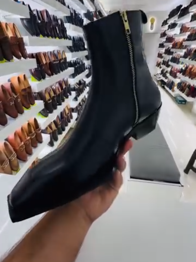 Men's Square Toe Zippered Ankle Boots