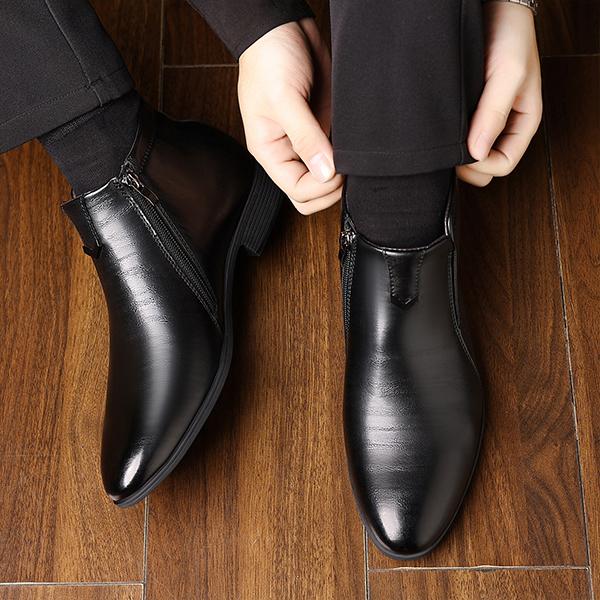 Men's Stylish Pointed Toe Side Zip Chelsea Boots