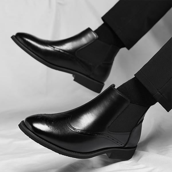 Men's Retro Plush Lined Brogue Chelsea Boots