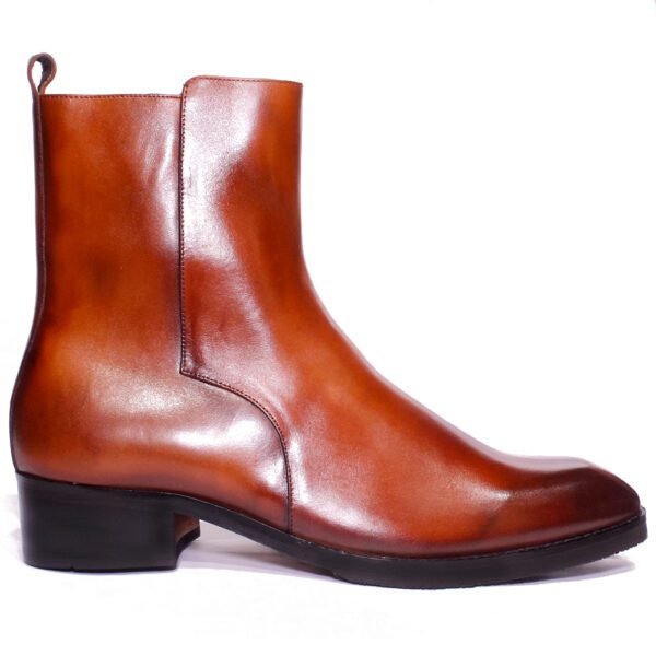 Men's Brown Leather Zip-Up Boots