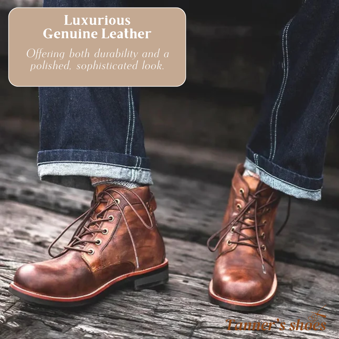 Unisex Faux Leather Lace-Up Vintage Style Casual Ankle Boots