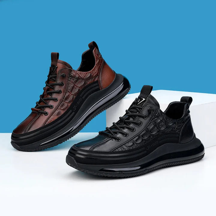 Men's Thick-soled British Style Crocodile Pattern Casual Shoes