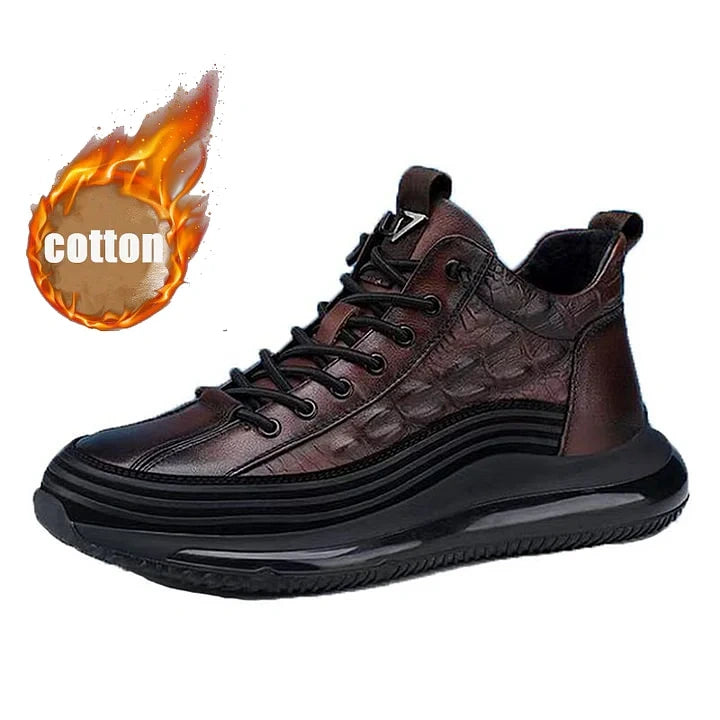 Men's Thick-soled British Style Crocodile Pattern Casual Shoes