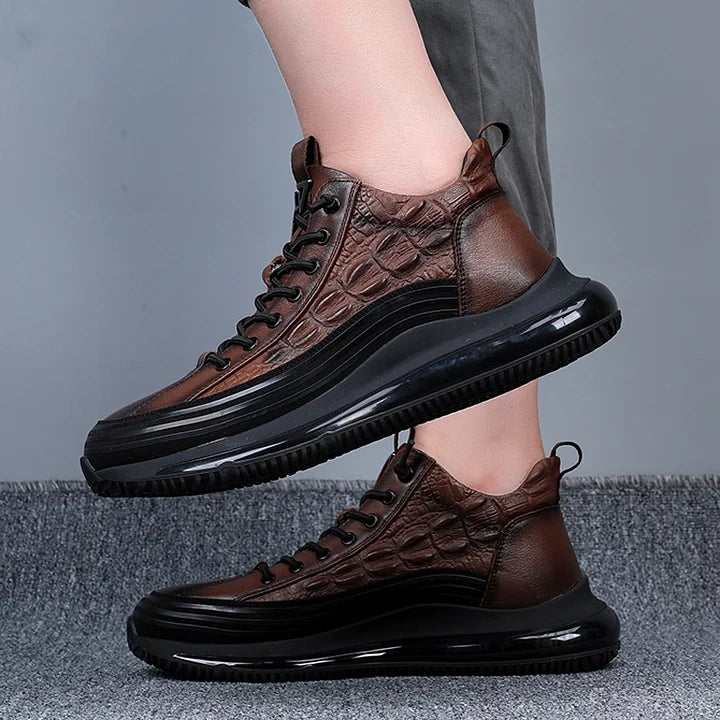 Men's Thick-soled British Style Crocodile Pattern Casual Shoes