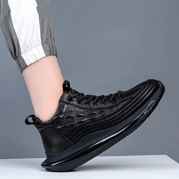 Men's Thick-soled British Style Crocodile Pattern Casual Shoes