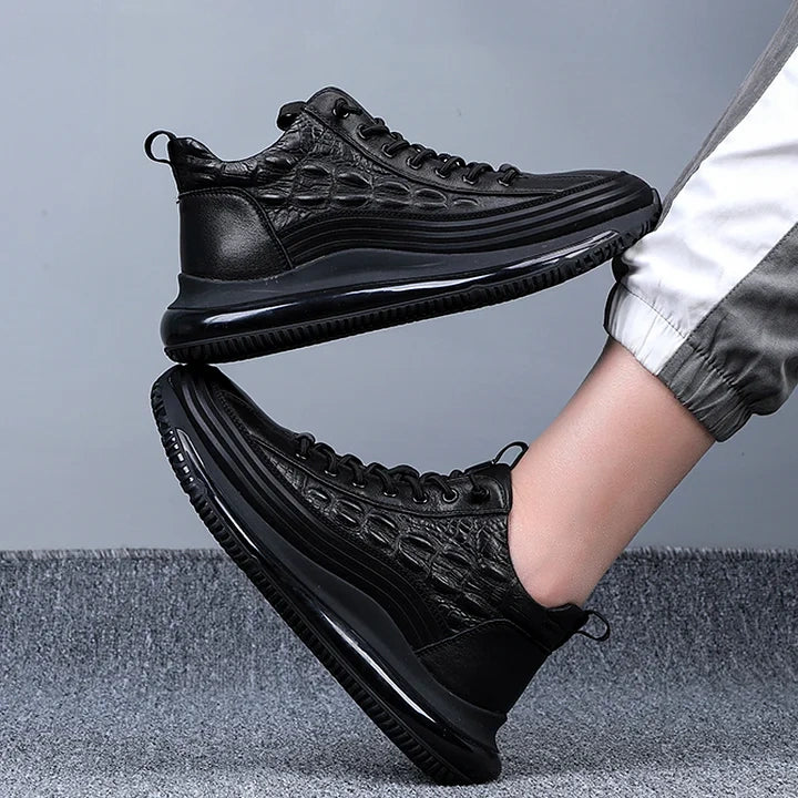 Men's Thick-soled British Style Crocodile Pattern Casual Shoes
