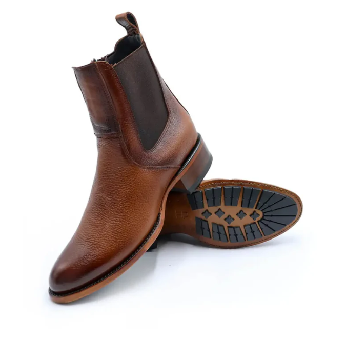 Men's British Style Pointed Toe Chunky Heel Ankle Boots