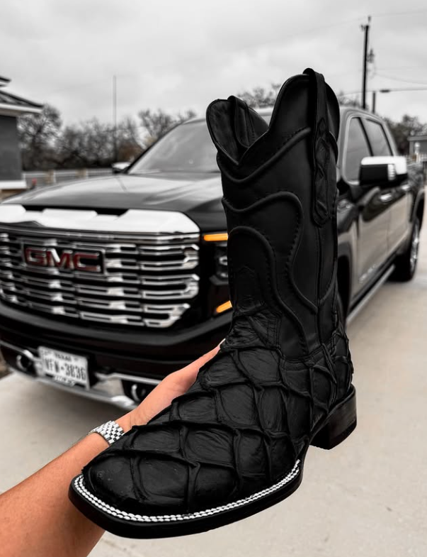 Men's Black Square Toe Boots