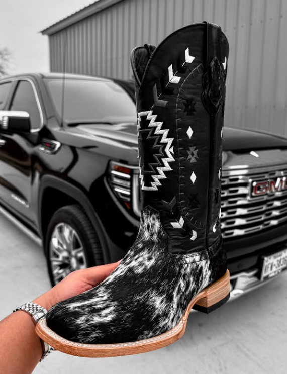 Men's Square Toe High Embroidered Boots