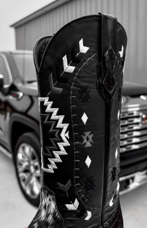 Men's Square Toe High Embroidered Boots