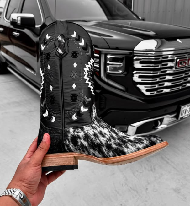 Men's Square Toe High Embroidered Boots