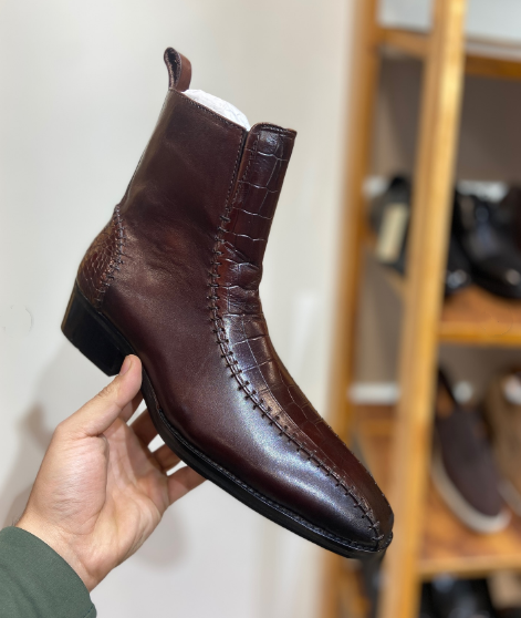 Men's New Brown Croc Boots