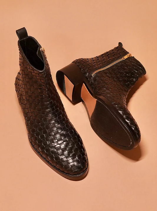 Men's Weaved Leather Boots