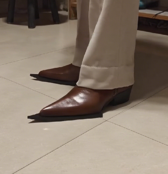 Men's Pointed Toe Brown Chelsea Leather Ankle Boots