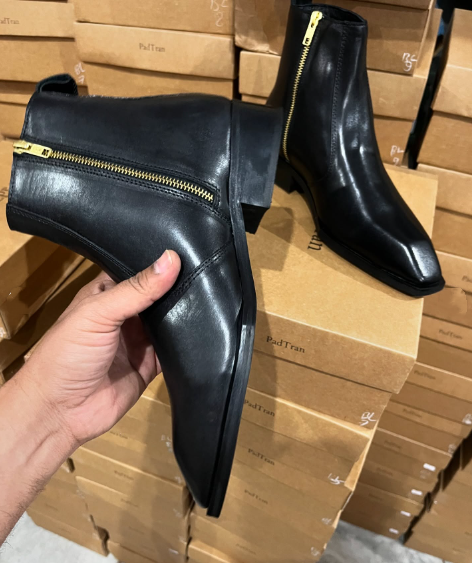 Men's Chelsea Slanted Square Toe Zip-Up Boots