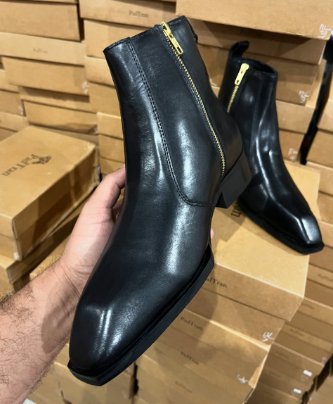 Men's Square Toe Zippered Ankle Boots