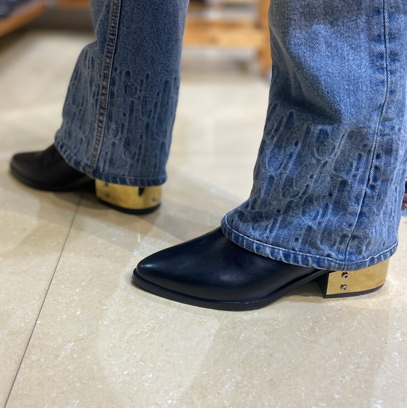 Men's Metal Heel Pointed Toe Ankle Boots