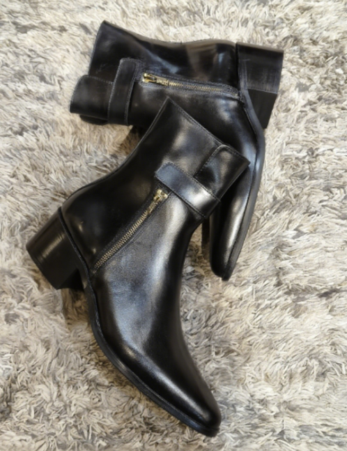 Men's British Style Side Zipper High-top Leather Shoes