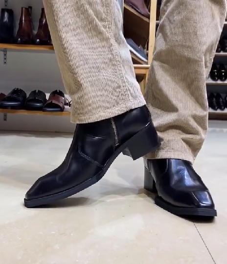 Men's Italian Handmade Black Leather Chelsea Ankle Boots