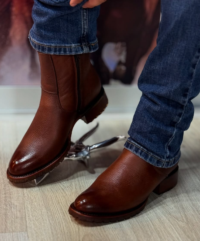 Men's Leather Round Toe Retro Style Ankle Boots