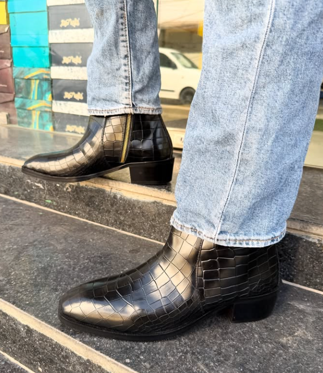 Men's Crocodile Cuban Chelsea Boots