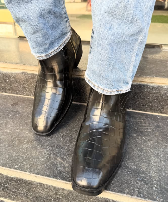 Men's Crocodile Cuban Chelsea Boots