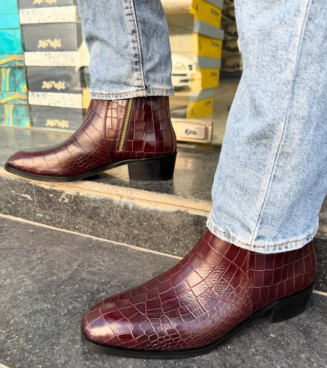 Men's Crocodile Cuban Chelsea Boots
