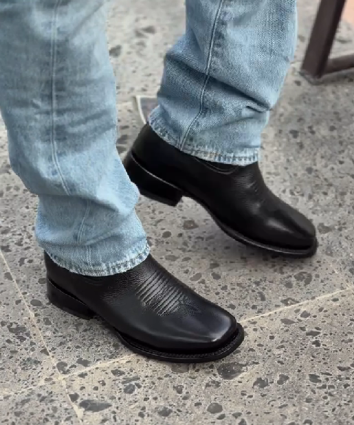 Men's Embroidered Stretch-leather Cowboy Boots