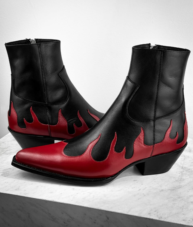 Men's Pointed Toe Chunky Heel Retro Western Cowboy Boots